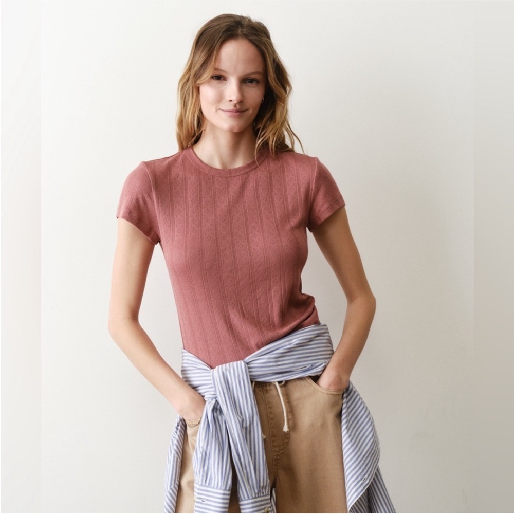 Marine Layer Rust Short Sleeve Ribbed Tee - Picture 3 of 10